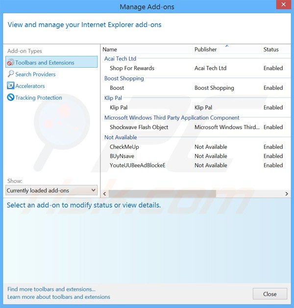 Removendo os anúncios do ninjavod do Internet Explorer passo 2