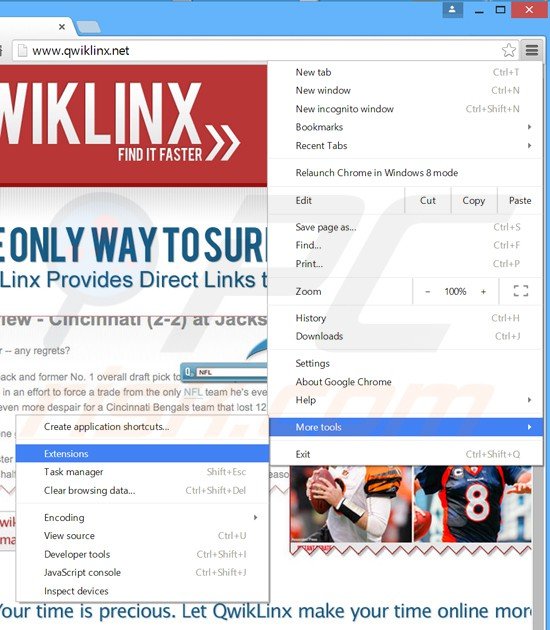 Removendo os anúncios QwikLinx do Google Chrome passo 1