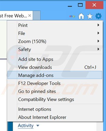 Removendo os anúncios de Safe Web do Internet Explorer passo 1
