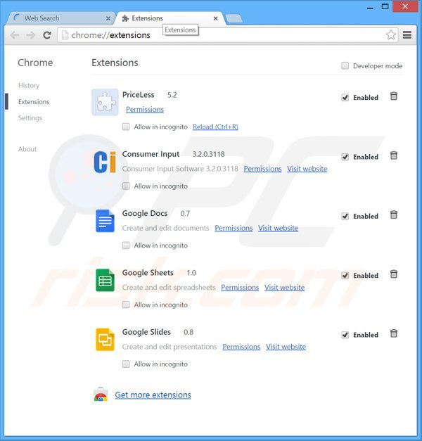 Removendo as extensões relacionadas a search.strtpoint.com do Google Chrome