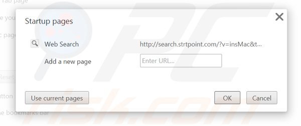 Remova a página inicial search.strtpoint.com do Google Chrome