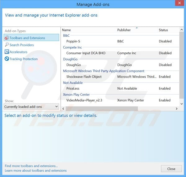 Removendo as extensões relacionadas a search.strtpoint.com do Internet Explorer
