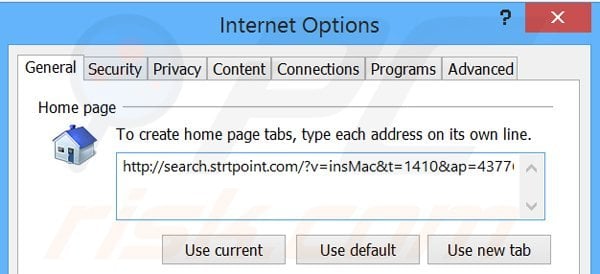 Removendo a página inicial search.strtpoint.com do Internet Explorer