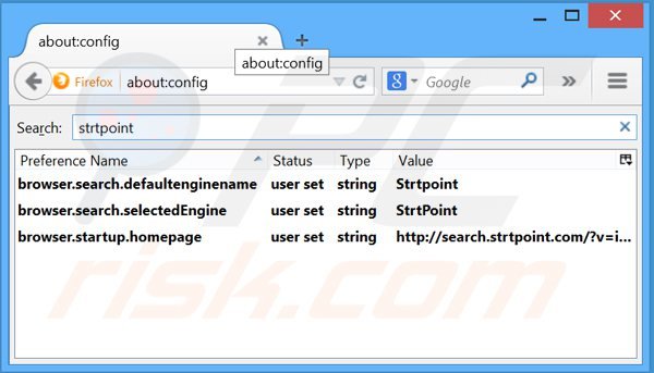 Remover a página inicial search.strtpoint.com e motor de busca padrão do Mozilla Firefox