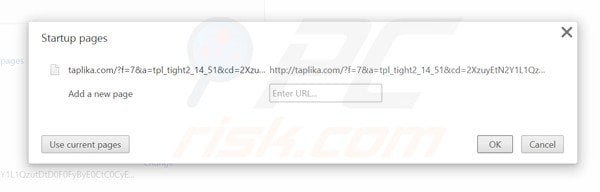 Remova a página inicial taplika.com do Google Chrome