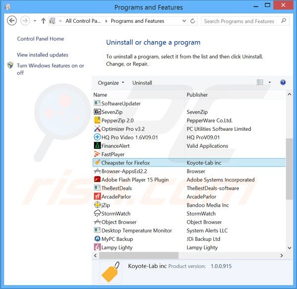 desinstalar o adware Cheapster via Painel de Controlo