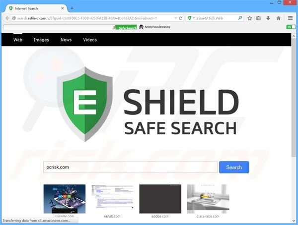 sequestrador do navegador search.eshield.com