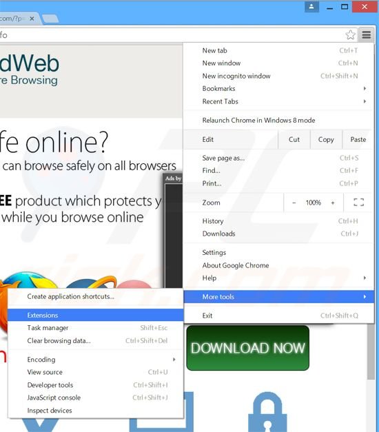 Removendo os anúncios GuardedWeb do Google Chrome passo 1