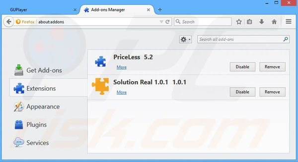 Removendo os anúncios GUPlayer do Mozilla Firefox passo 2
