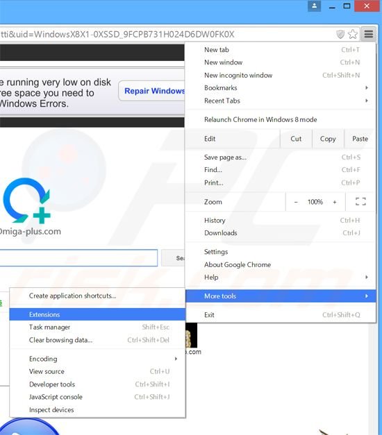 Removendo os anúncios Object Browser do Google Chrome passo 1