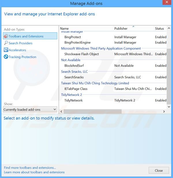 Removendo os anúncios Object Browser do Internet Explorer passo 2