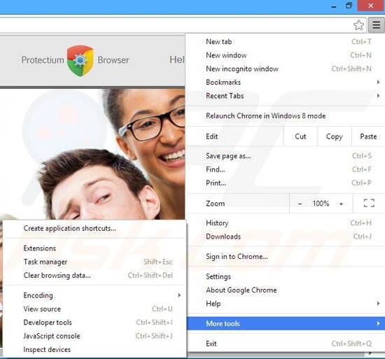 Removendo os anúncios Protectium do Google Chrome passo 1