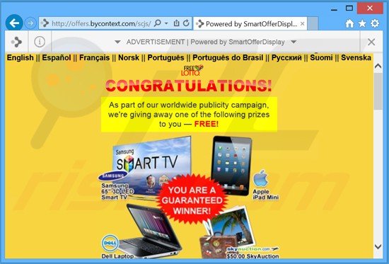 adware smartofferdisplay a gerar anúncios pop-up