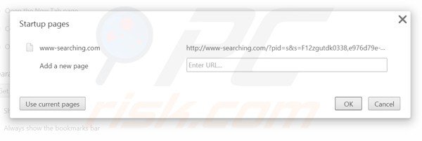 Remova a página inicial www-searching.com do Google Chrome