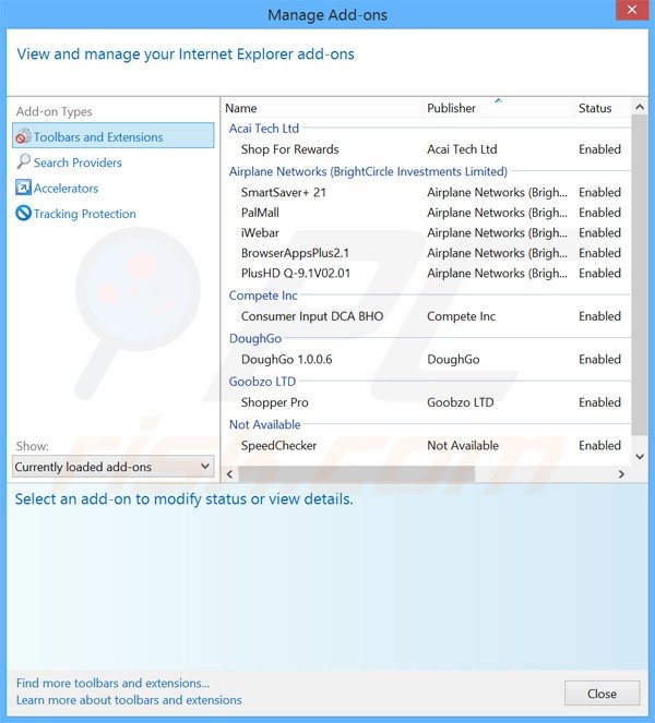 Removendo as extensões relacionadas a www-searching.com do Internet Explorer