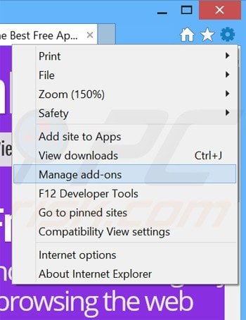 Removendo os anúncios de zoompic do Internet Explorer passo 1