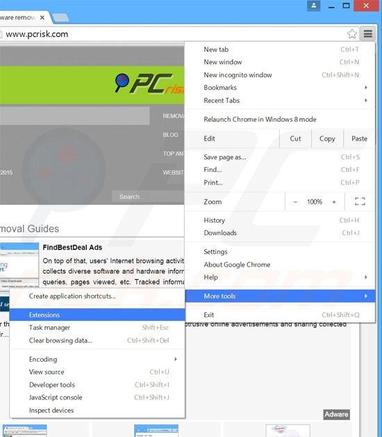Removendo os anúncios BetterDeals do Google Chrome passo 1