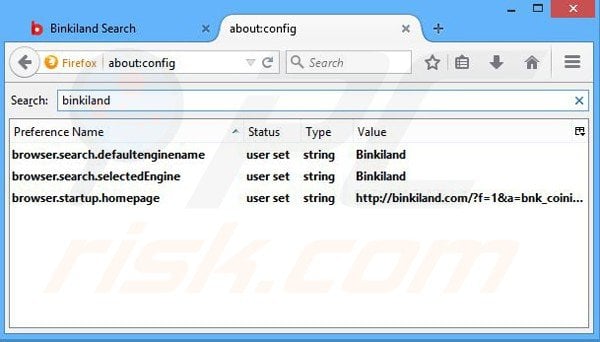  Removendo a página inicial binkiland.com e motor de busca padrão do Mozilla Firefox
