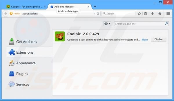 Removendo os anúncios Coolpic do Mozilla Firefox passo 2