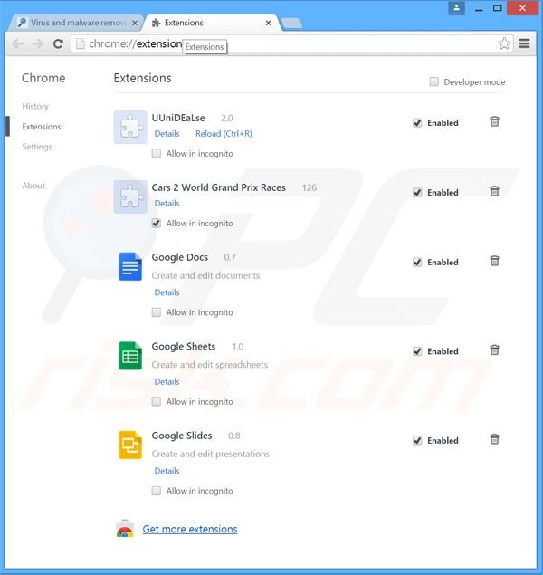 Removendo os anúncios Eppink do Google Chrome passo 2