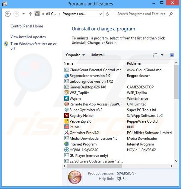 desinstalar o adware FlashBeat via Painel de Controlo