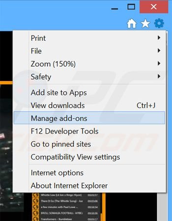 Removendo os anúncios MixVideoPlayer do Internet Explorer passo 1