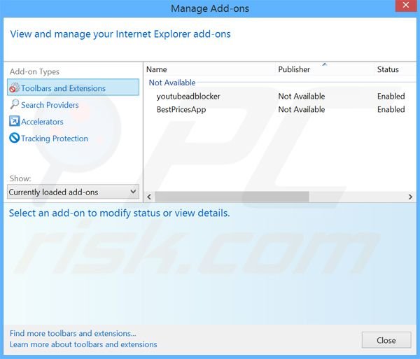 Removendo os anúncios MixVideoPlayer do Internet Explorer passo 2