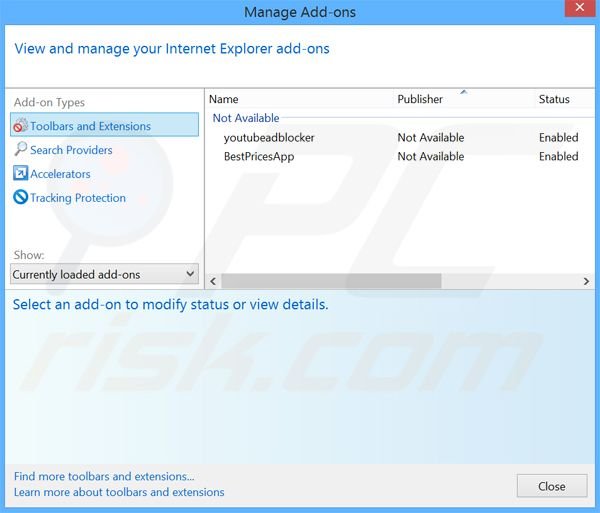 Removendo os anúncios MixVideoPlayer do Internet Explorer passo 2