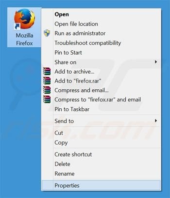  Removendo omniboxes.com do atalho do Mozilla Firefox passo 1