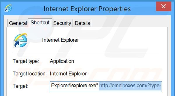 Removendo a página inicial omniboxes.com do Internet Explorer
