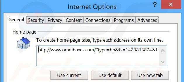 Removendo omniboxes.com da página inicial do Internet Explorer