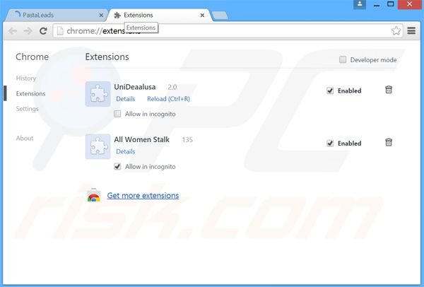 Removendo os anúncios PastaLeads do Google Chrome passo 2