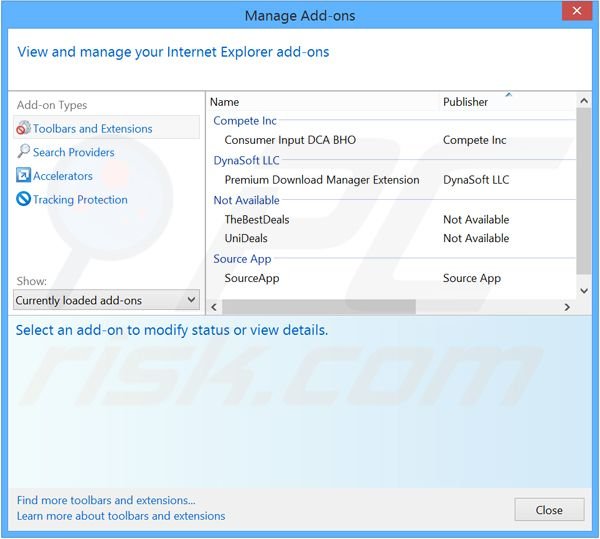 Removendo os anúncios Premium Download Manager do Internet Explorer passo 2