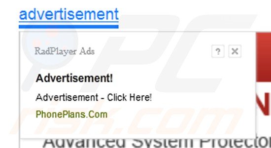 radplayer a gerar anúncios online intrusivos