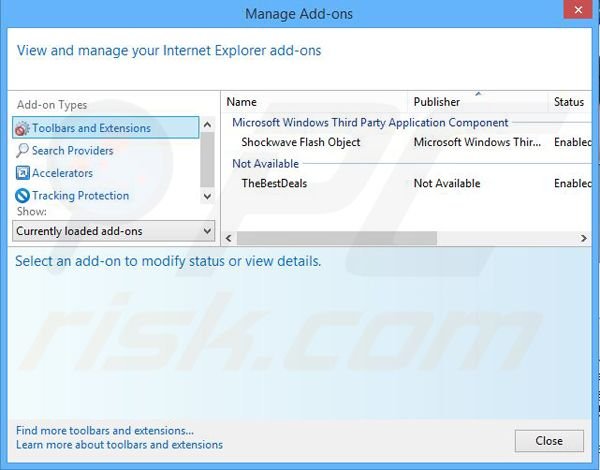 Removendo os anúncios S5Mark do Internet Explorer passo 2