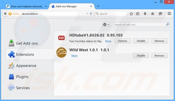 Removendo os anúncios searchpagefix.com do Mozilla Firefox passo 2