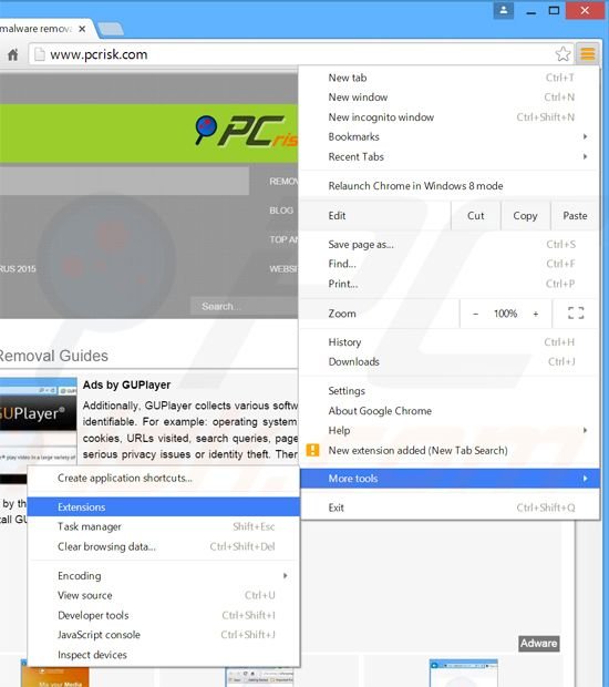 Removendo os anúncios SmartShopper do Google Chrome passo 1