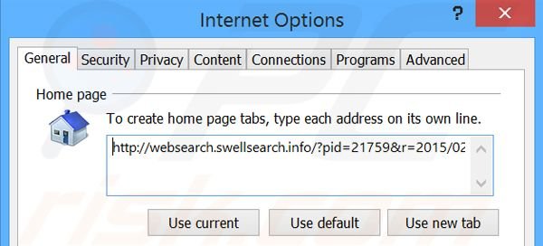 Removendo o redirecionamento websearch.swellsearch.info da página inicial do Internet Explorer