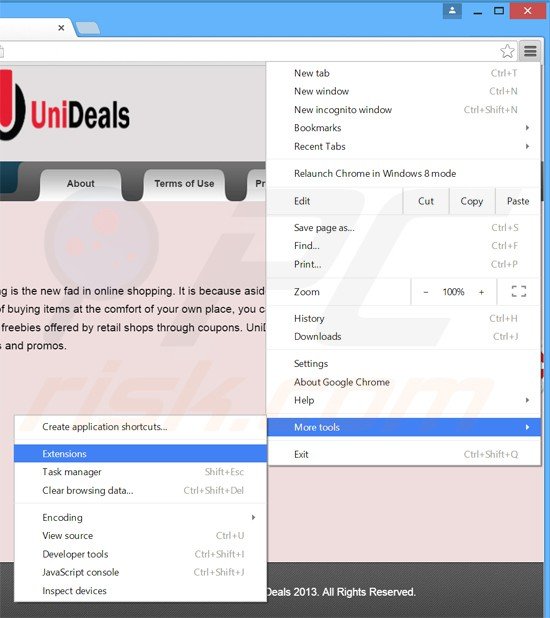 Removendo os anúncios unideals do Google Chrome passo 1