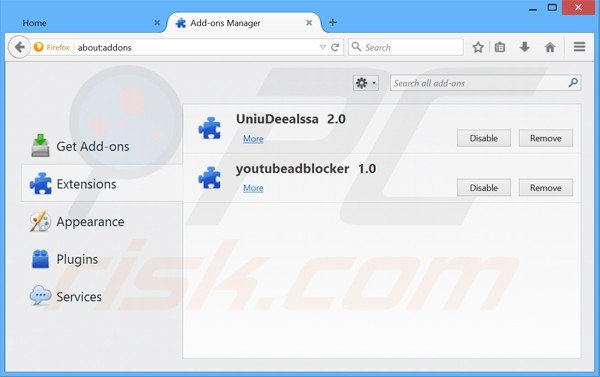 Removendo os anúncios UniDeals do Mozilla Firefox passo 2