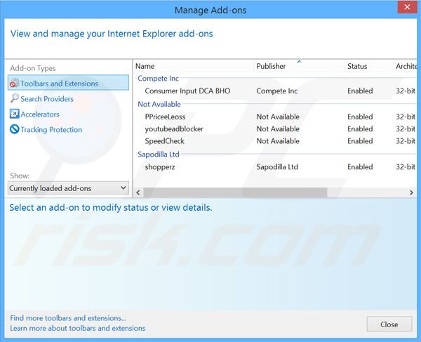 Removendo os anúncios Webplayer do Internet Explorer passo 2