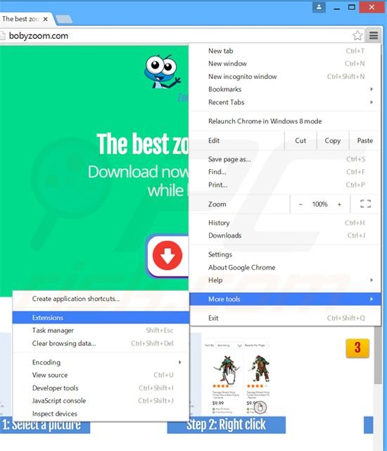 Removendo os anúncios Boby Zoom de Google Chrome passo 1