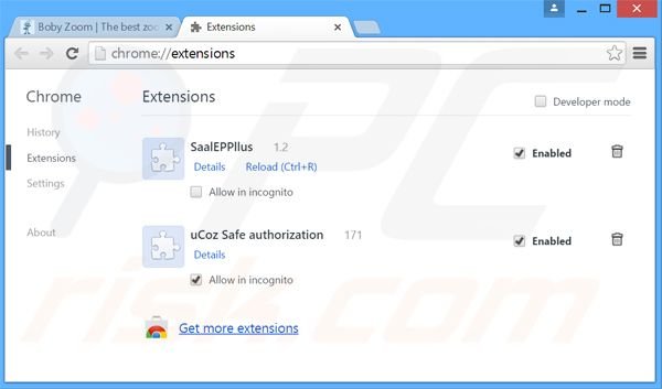 Removendo os anúncios Boby Zoom de Google Chrome passo 2