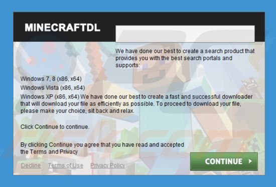 instalador distribuindo o sequestrador de navegador websearch.coolsearches.info