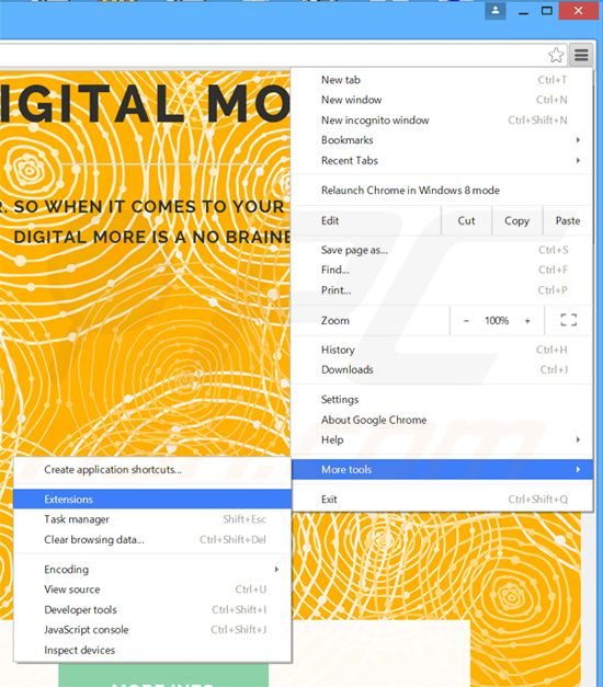 Removendo os anúncios Digital More do Google Chrome passo 1