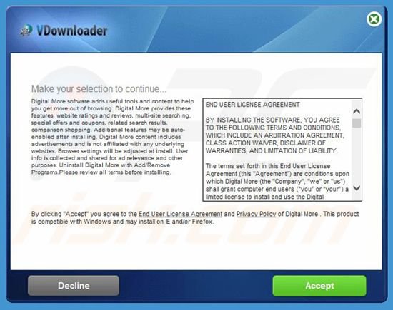 instalador do adware Digital More