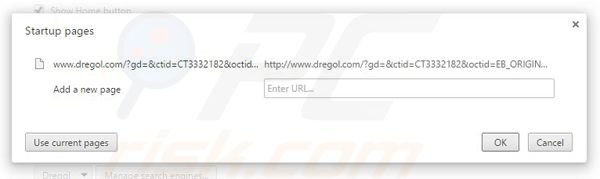 Removendo a página inicial dregol.com do Google Chrome