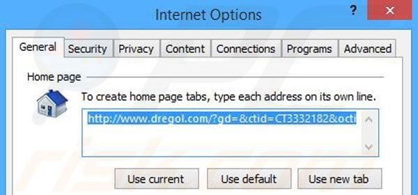 Removendo a página inicial dregol.com do Internet Explorer