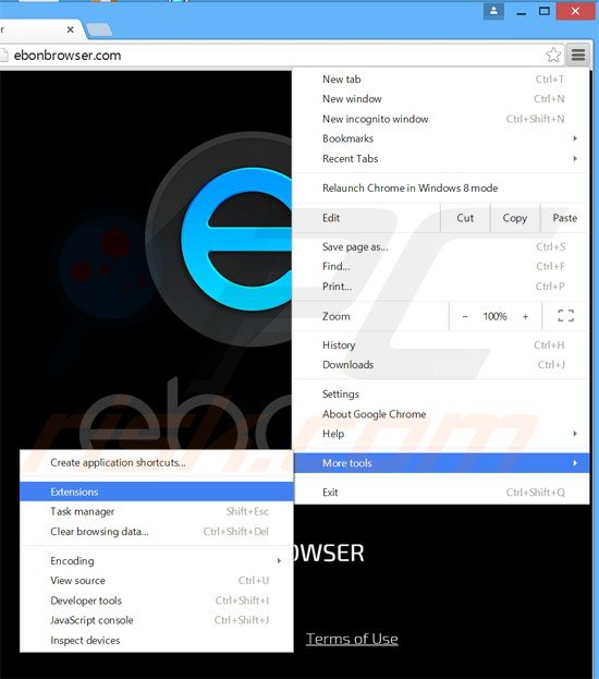 Removendo os plugins relacionados aos anúncios ebon do Internet Explorer passo 1