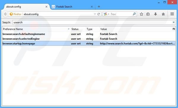Removendo a página inicial search.foxtab.com e motor de busca padrão do Mozilla Firefox